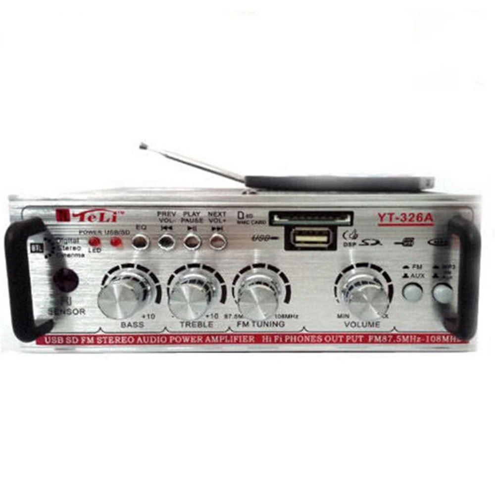 AMPLIFICATORE AUDIO STEREO YT326A MP3 USB SD CARD AUX RADIO FM TELECOMANDO 360W - TrAdE Shop Traesio