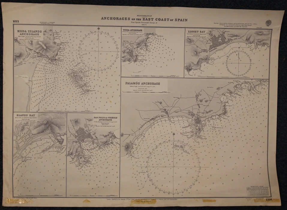 anchorages on the east coast of spain n. 1391 (1960) - Carte nautiche, da pesca…