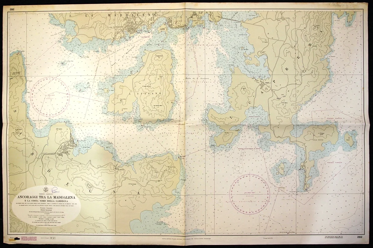 ancoraggi tra la maddalena e la costa nord della sardegna n. 282 (1974) - Carte nautiche, da pesca…