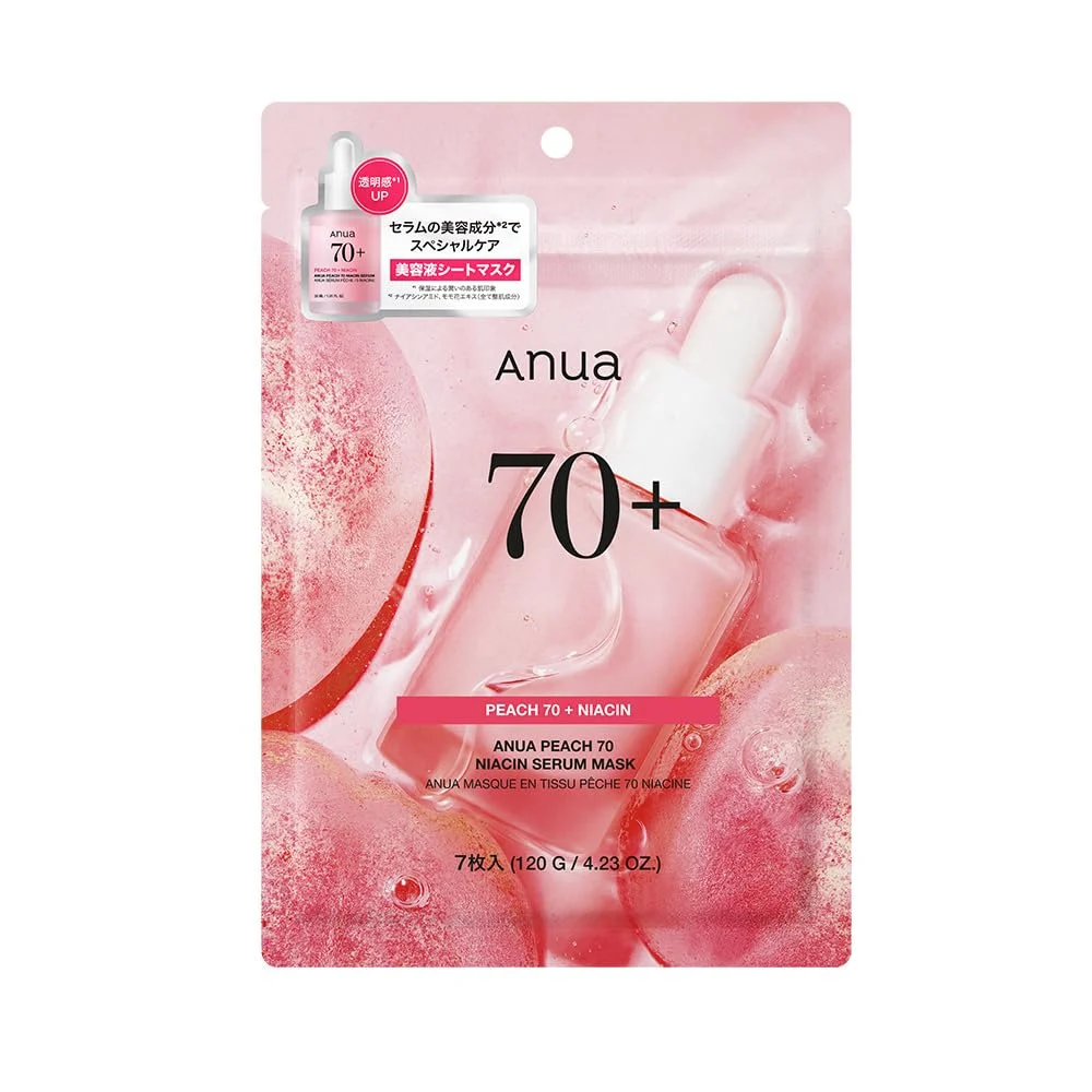 ANUA Peach 70 Niacinamide Daily Sheet Mask Pack (7 pcs) Hydrating Pore Care