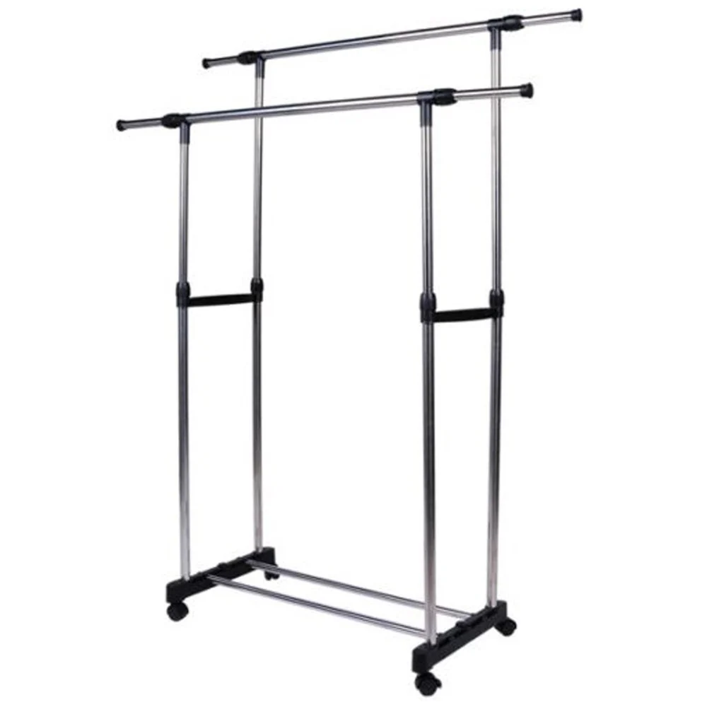 APPENDIABITI ALLUNGABILE TELESCOPICO DOPPIO CON RUOTE E VASSOIO 80X40X80/155CM - TrAdE Shop Traesio