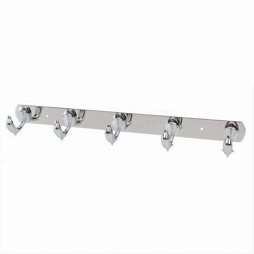 APPENDINO CON 5 GANCI A DELFINO PARETE MULTIUSO ACCIAIO VITI 45 X 7.5 CM 52180 - Cleafe