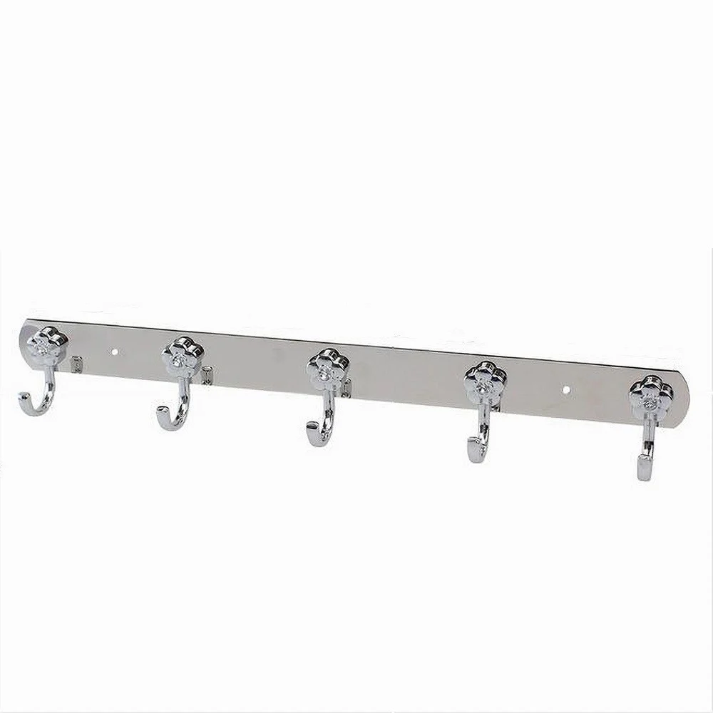 APPENDINO CON 5 GANCI FIORI PARETE MULTIUSO ACCIAIO VITI 45X7.5 CM 52674 APPENDI - Cleafe