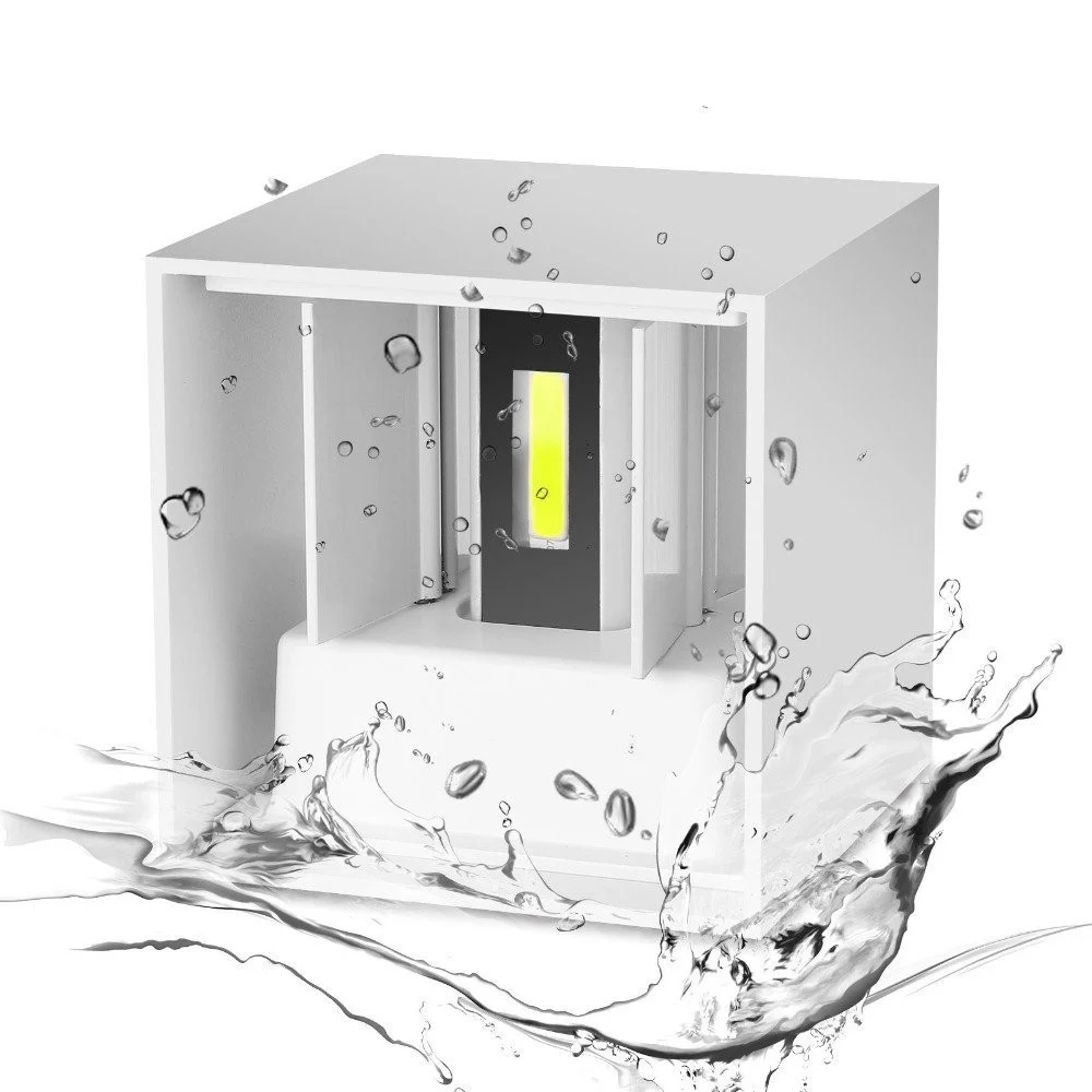 APPLIQUE A LED FARETTO CUBO LAMPADA DA PARETE MURO 12W LUCE DOPPIA IP65 BIANCO - TrAdE Shop Traesio
