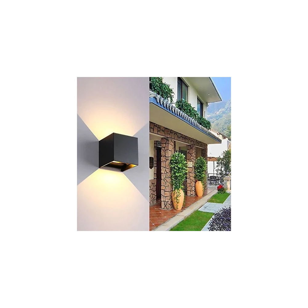 APPLIQUE A LED FARO CUBO FARETTO LAMPADA DA PARETE MURO 12W DOPPIA LUCE IP65 - TrAdE Shop Traesio