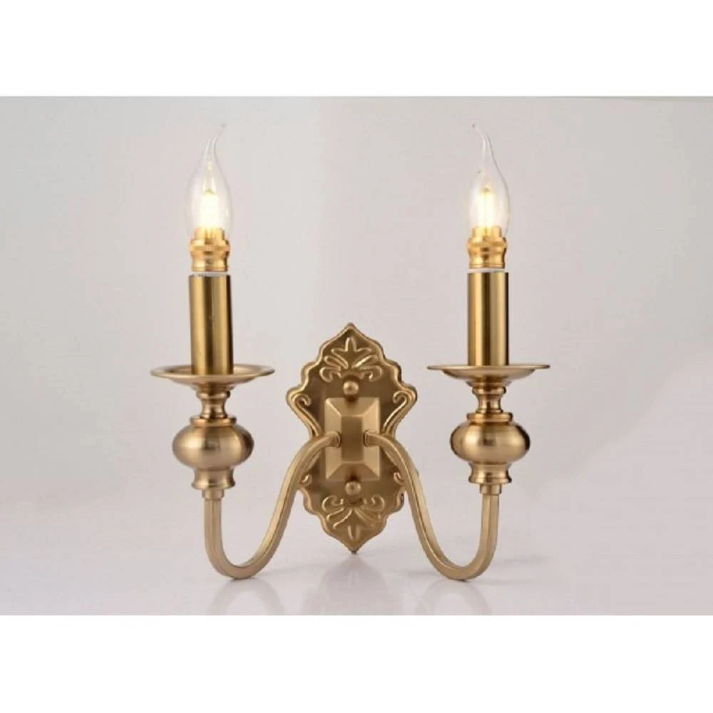 APPLIQUE DA PARETE DESIGN CLASSICA 2 BRACCI E14 EFFETTO OTTONE DA MURO 6097 E39 - TrAdE Shop Traesio