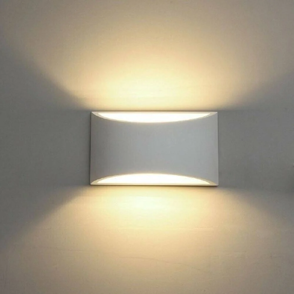 APPLIQUE DA PARETE IN GESSO VERNICIABILE DOPPIA LUCE G9 LAMPADA MODERNA GS-E14
