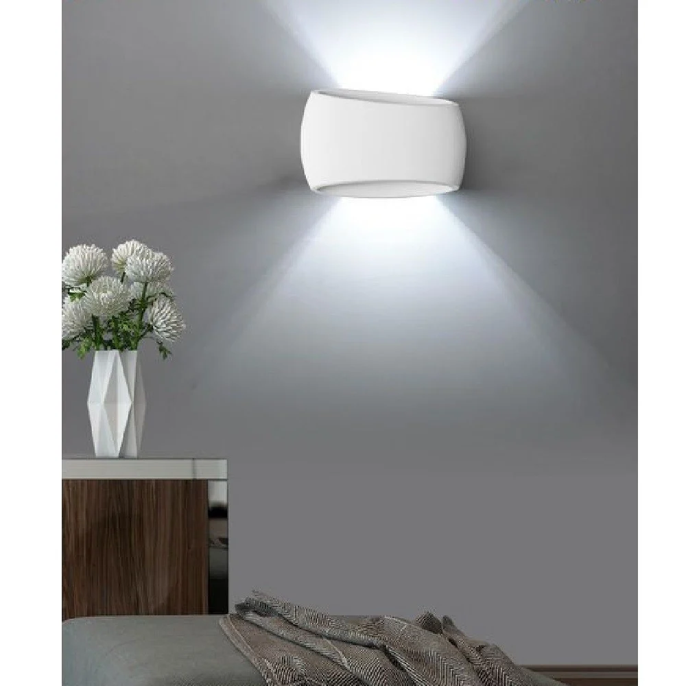 APPLIQUE DA PARETE OVALE IN GESSO VERNICIABILE DOPPIA EMISSIONE LUMINOSA R7S E08 - TrAdE Shop Traesio
