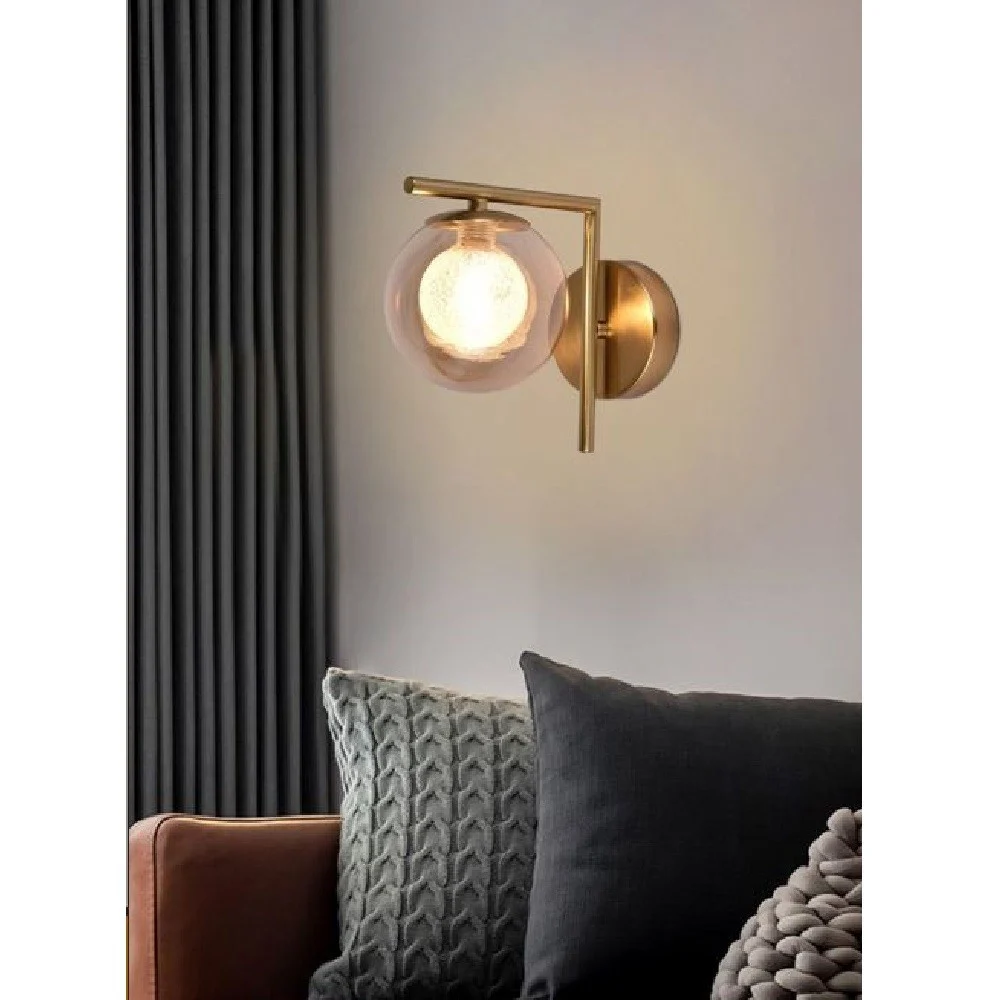 APPLIQUE G9 LAMPADA DA PARETE DESIGN RETRÒ IN METALLO VETRO ROTONDO BRONZO E79 - TrAdE Shop Traesio