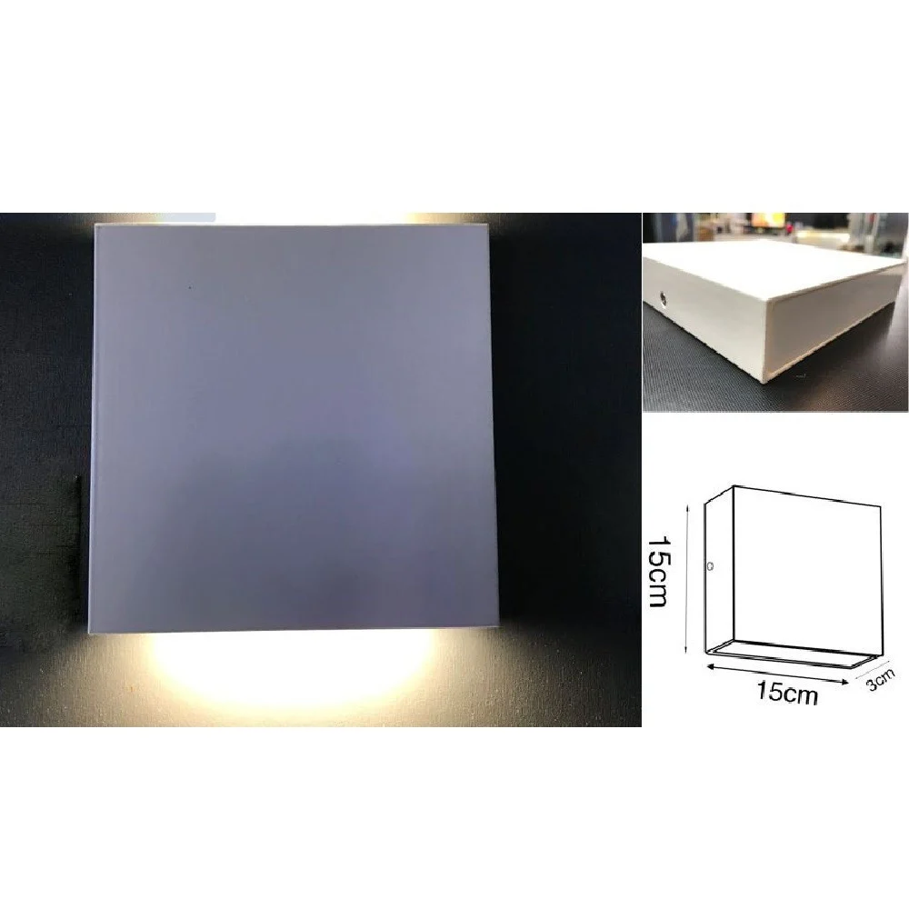 APPLIQUE LED QUADRATA 12W SLIM BIEMISSIONE LUMINOSA LUCE 4000K 3000K 6500K XC9044 - Wisdom