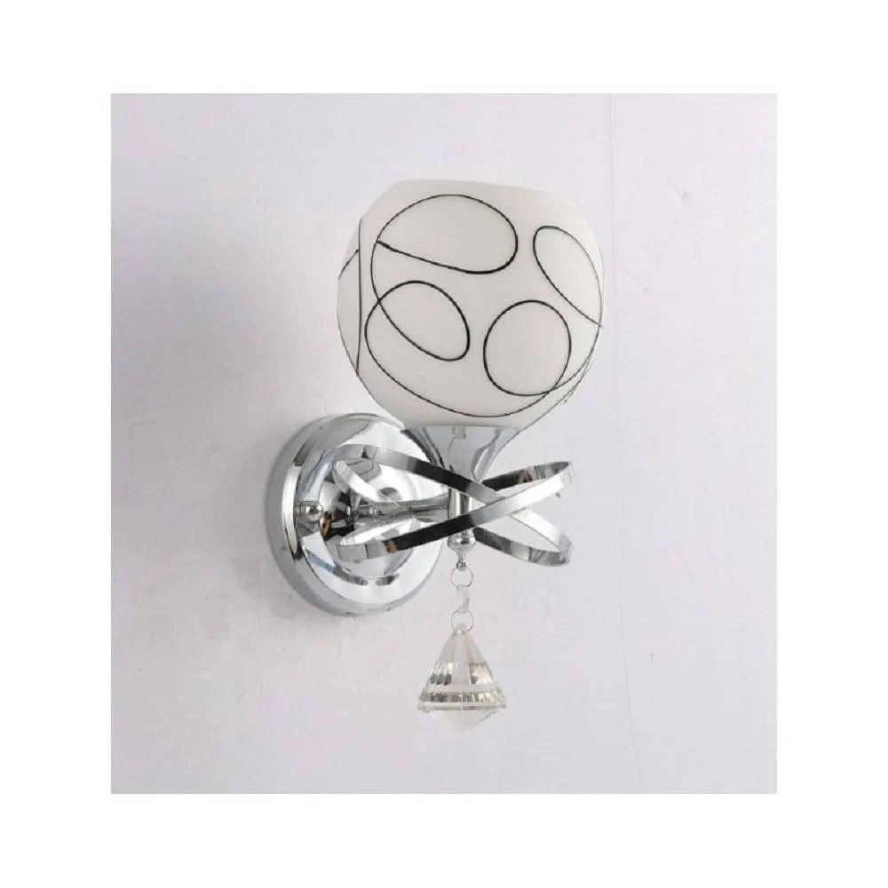 APPLIQUE MODERNO PARALUME VETRO SFERA BIANCA NERA PENDENTE CRISTALLO ARGENTO E10 - TrAdE Shop Traesio