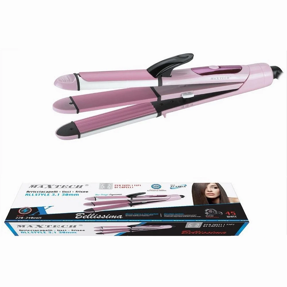 ARRICCIACAPELLI PROFESSIONALE PIASTRA 3IN1 PI-CA014 CAPELLI MOSSI LISCI FRISE 45W