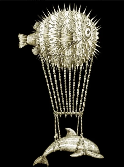 artwork nero delfino (collezione montgolfiers) - Arredamento marinaresco