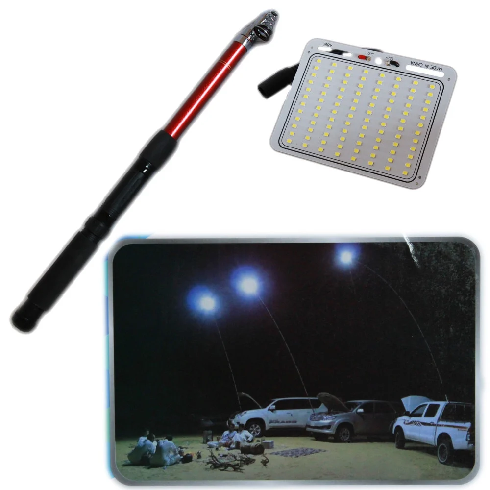 ASTA ALLUNGABILE 3,6 MT PANNELLO LED SMD 96 LED LUCE BIANCA 48w PESCA CAMPEGGIO - TrAdE Shop Traesio