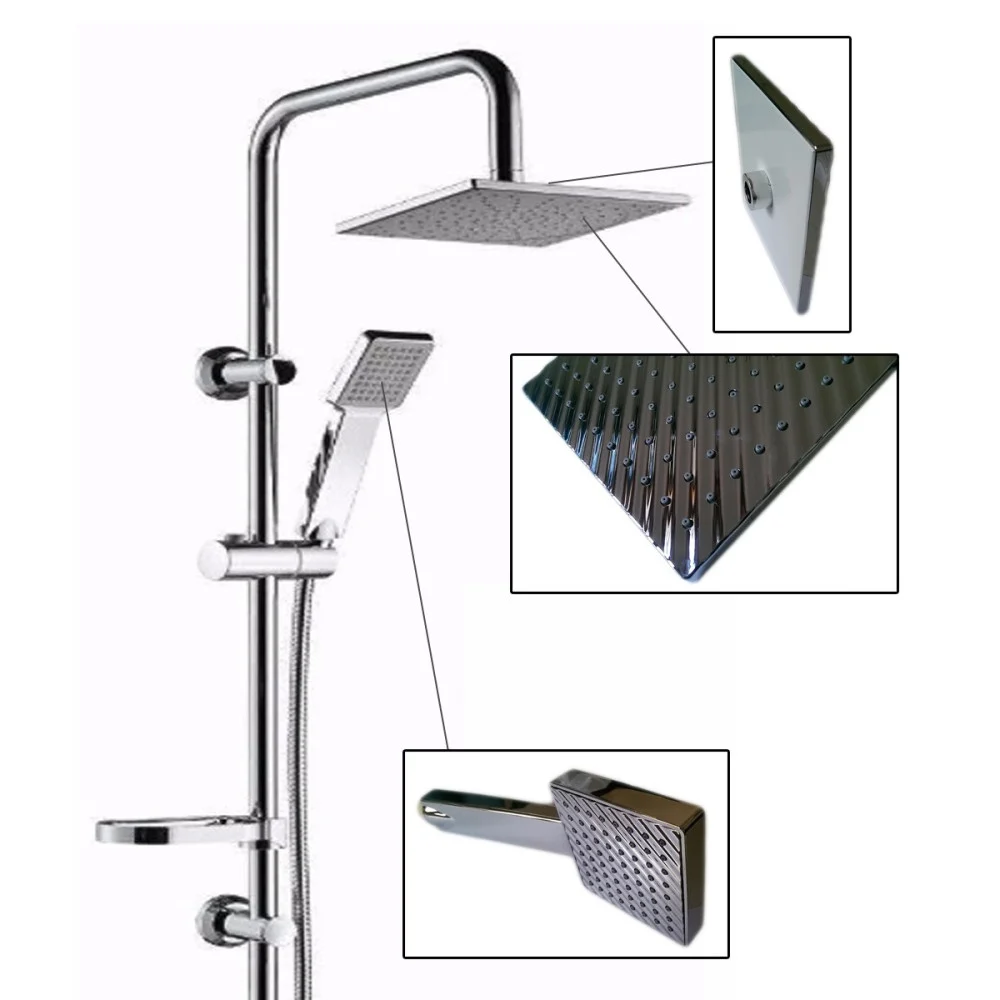 ASTA SALISCENDI CROMATA COLONNA DOCCIA SOFFIONE FISSO DOCCETTA SATURN 9005 - TrAdE Shop Traesio