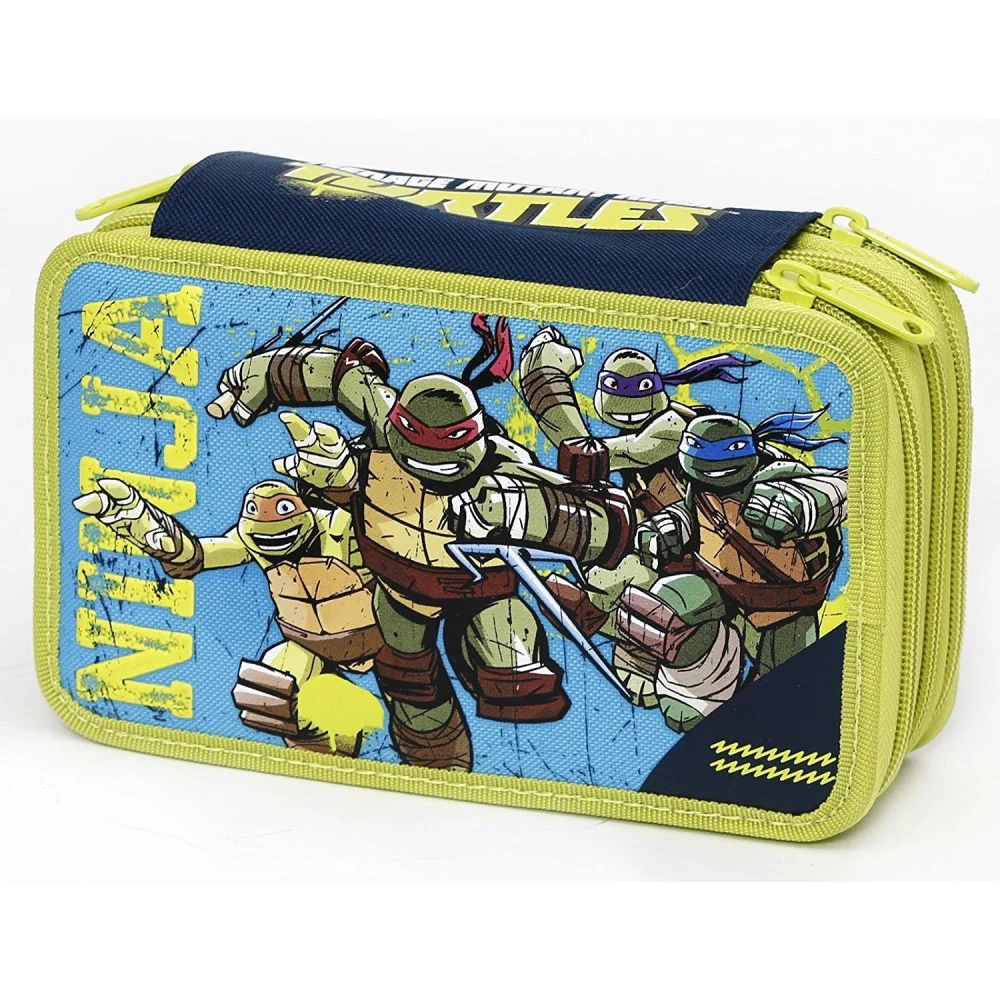 ASTUCCIO 3 CERNIERE ZIP TRIPLO TARTARUGHE NINJA COLORI ACCESSORI GIOCHI PREZIOSI - TrAdE Shop Traesio