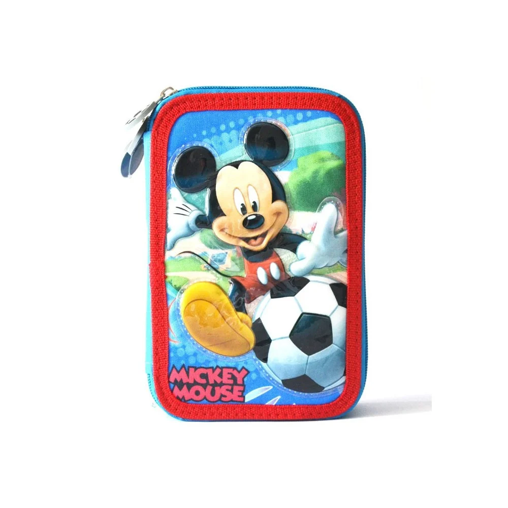 Astuccio a 3 Zip Disney Mickey Mouse con Accessori per la Scuola e il Disegno - TrAdE Shop Traesio