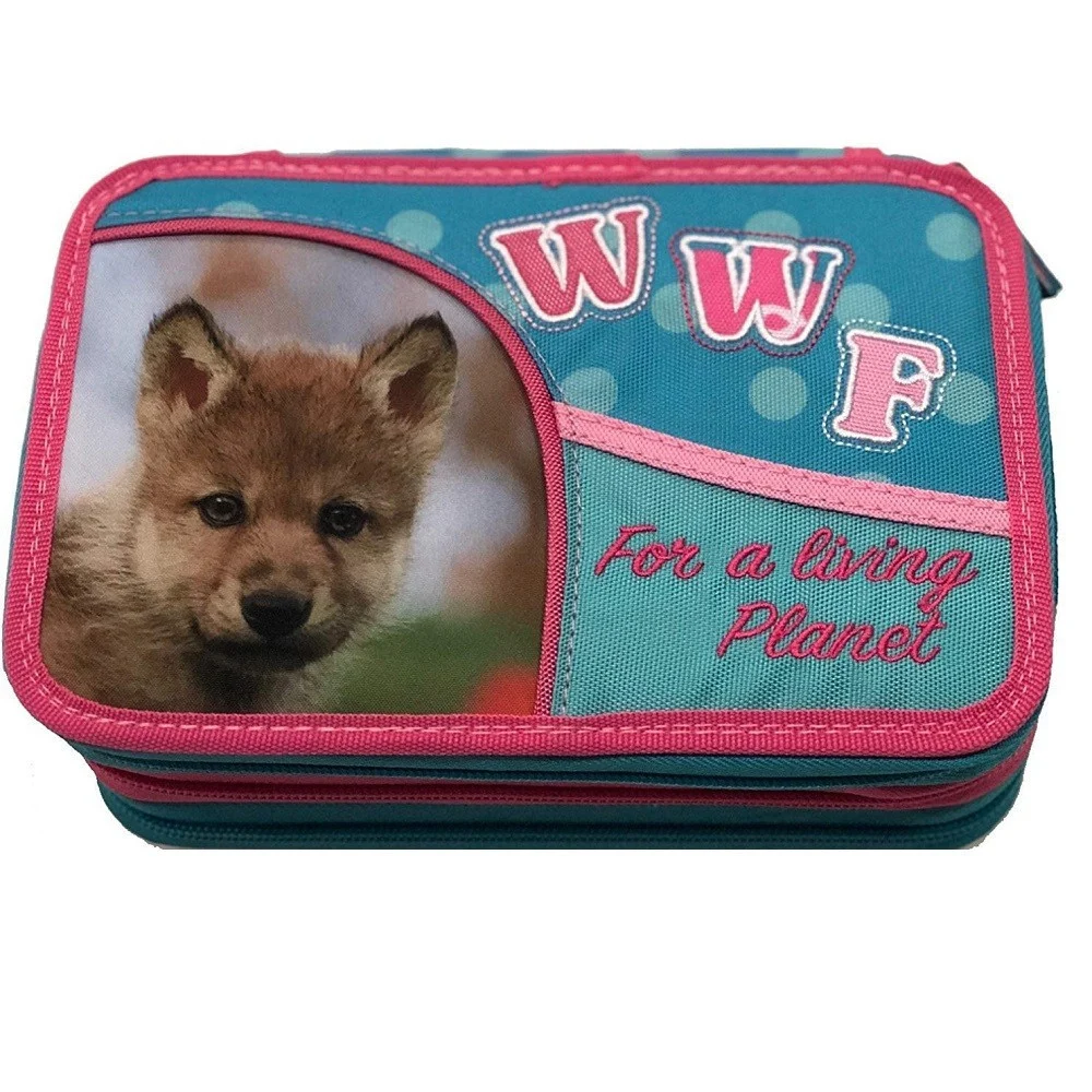 ASTUCCIO PORTA PENNE 3 ZIP CERNIERE WWF PANINI COLLEZIONE PORTAPASTELLI SCUOLA - TrAdE Shop Traesio