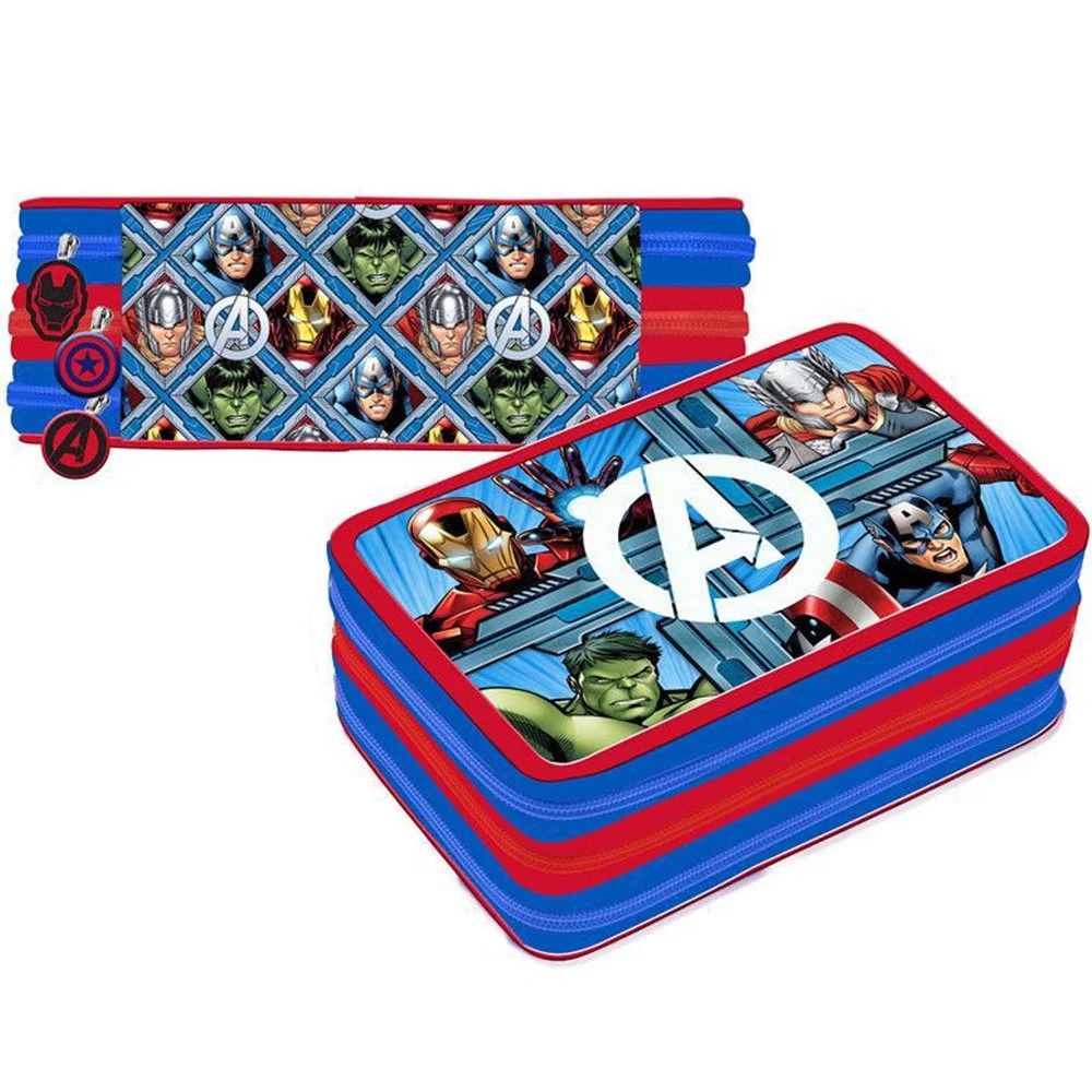 ASTUCCIO PORTAPASTELLI SCUOLA 3 ZIP CERNIERA AVENGERS SUPEREROI ACCESSORIATO - TrAdE Shop Traesio