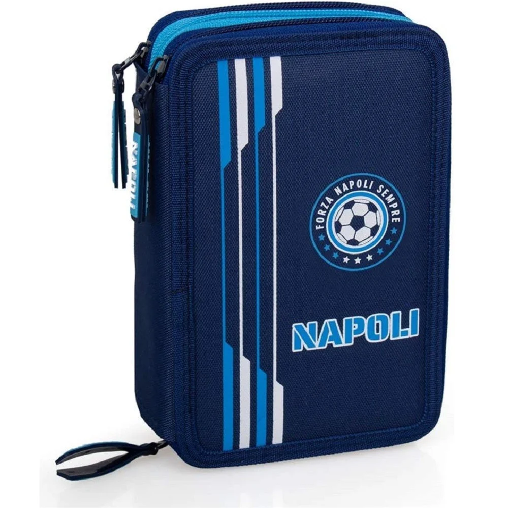 ASTUCCIO SCUOLA NAPOLI AZZURRI PARTENOPEI MULTISCOMPARTO 3 ZIP PENNARELLI GIOTTO - TrAdE Shop Traesio