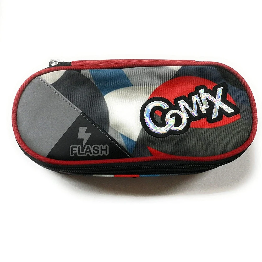 ASTUCCIO SCUOLA OVALE COMIX FLASH ORGANIZZATO PORTAPENNE 22 X 5 X 7 CM ROSSO NERO - TrAdE Shop Traesio