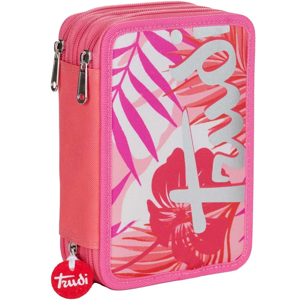 ASTUCCIO SCUOLA TRIPLO TRUDI FENICOTTERO SCUOLA COMPLETO PORTAPASTELLI ROSA - TrAdE Shop Traesio