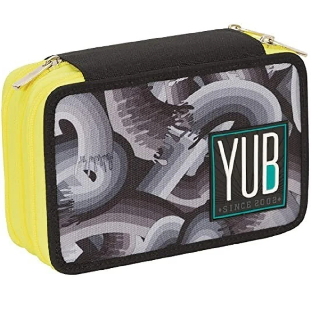 ASTUCCIO TRIPLO 3 CERNIERE YUB MURALES BLACK ACCESSORIO SCUOLA PORTAPASTELLI - TrAdE Shop Traesio