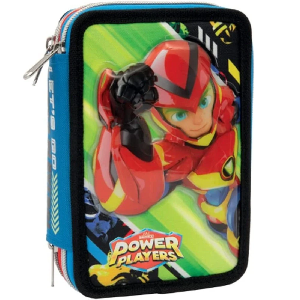 ASTUCCIO TRIPLO 3 SCOMPARTI ZIP 3 PIANI SCUOLA POWER PLAY PORTAPASTELLI - TrAdE Shop Traesio