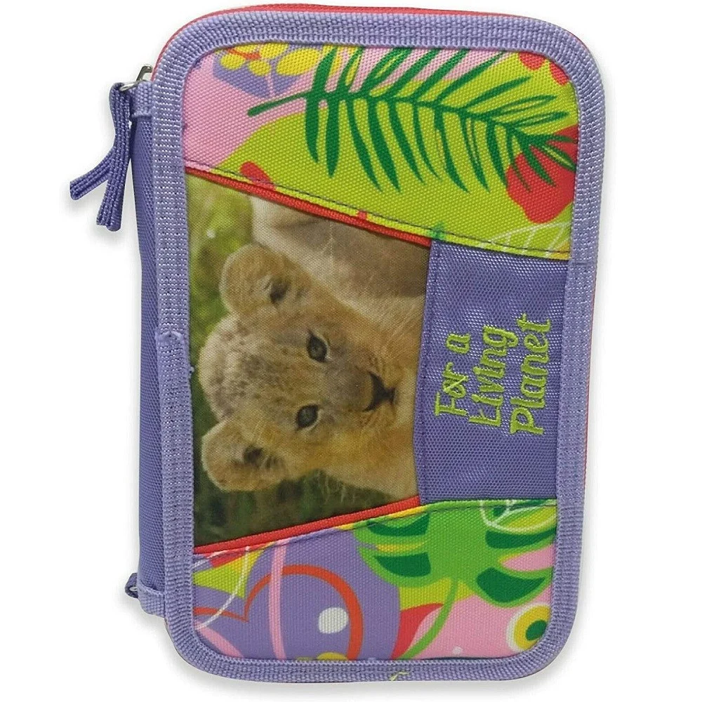 ASTUCCIO WWF PORTA PASTELLI PENNE 3 ZIP COMPLETO CANCELLERIA COLLEZIONE SCUOLA - TrAdE Shop Traesio