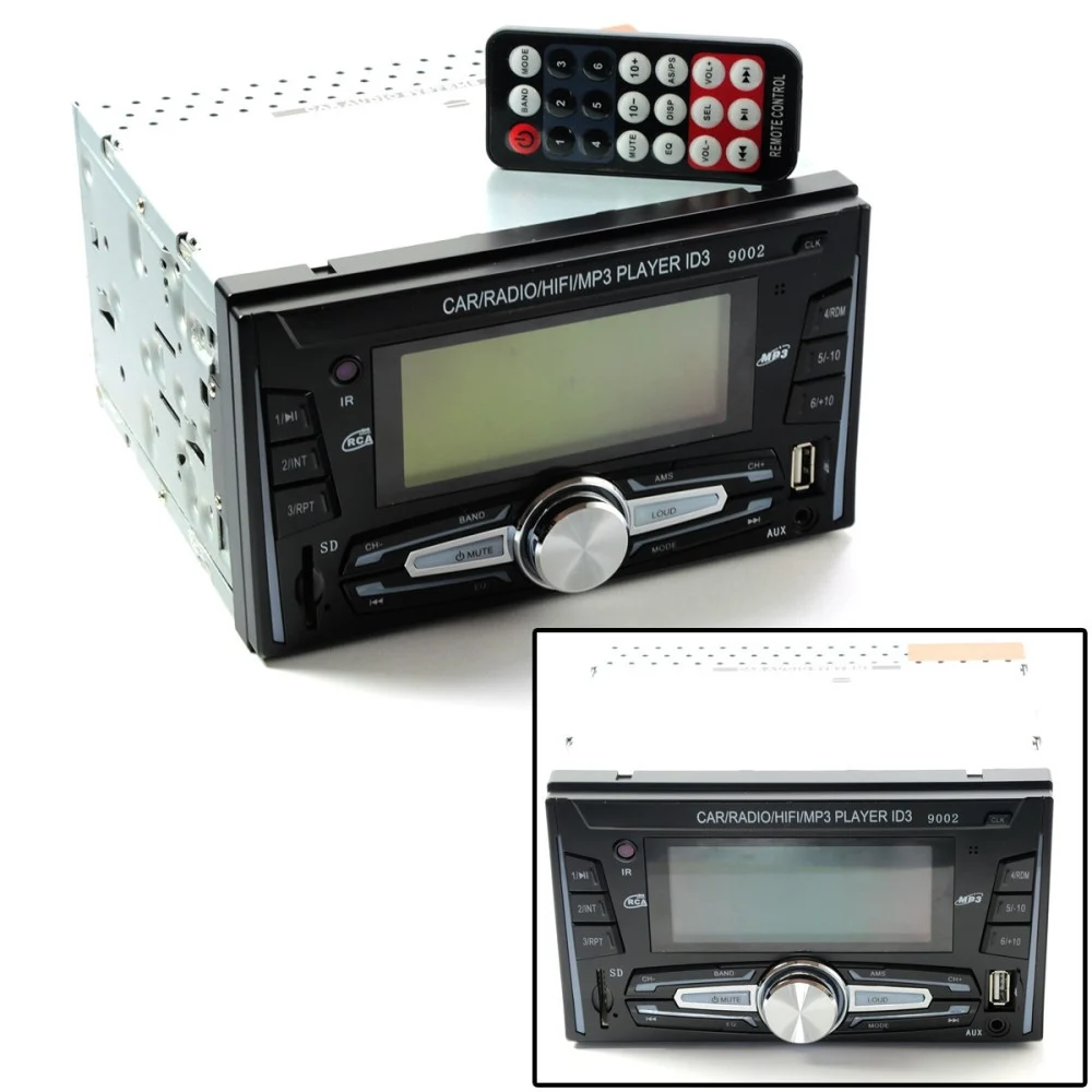 AUTORADIO PER AUTO DOPPIO DIN USB SD FM MP3 AUX 25Wx4 LETTORE SD MP3-9002