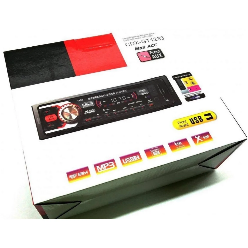 AUTORADIO STEREO AUTO FM MP3 USB WMASD AUX CDX GT 1233 4 X 50W - TrAdE Shop Traesio