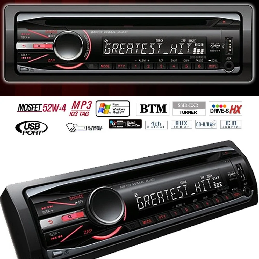 AUTORADIO STEREO FRONTALINO ESTRAIBILE FM MP3 USB SD CD DVD LCD 52WX4 ID3 TAG HX - TrAdE Shop Traesio