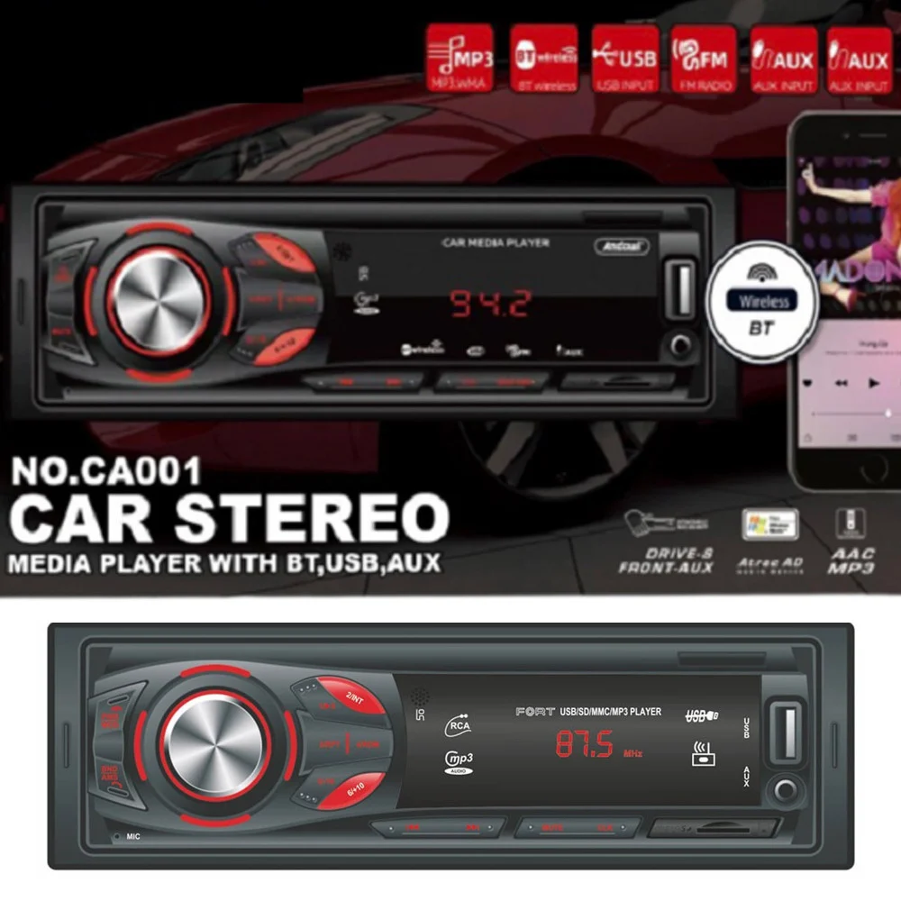 AUTORADIO STEREO SISTEMA AUDIO PER AUTO UNIVERSALE 1 DIN BLUETOOTH/AUX/USB CA001 - Andowl