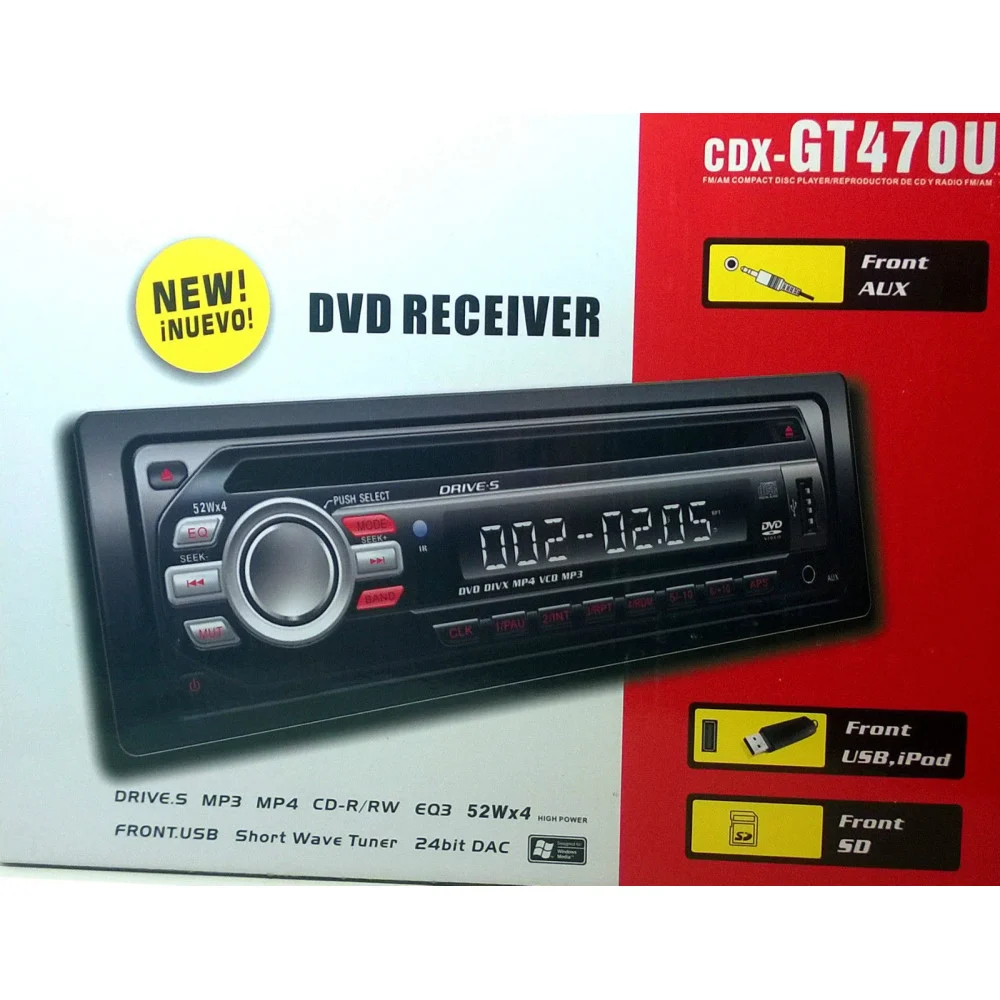 AUTORADIO STEREO USB SD MP3 DVD FRONTALINO ESTRAIBILE TELECOMANDO GT 470U - TrAdE Shop Traesio