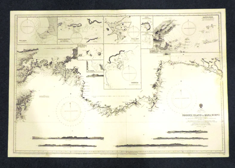 rhodes island to kara burnu n. 236 (1949) - Carte nautiche, da pesca…