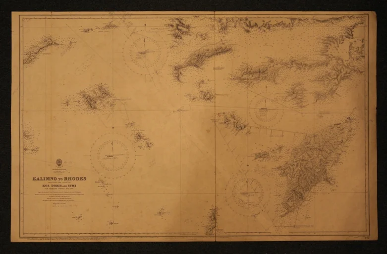 kalimno to rhodes including the gulfs of kos, doris and symi n. 872 (1947) - Carte nautiche, da pesca…