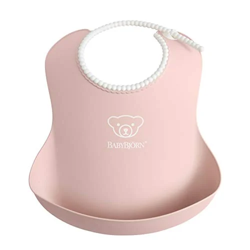 BABYBJÖRN Bavaglino per Bambini con Cattura Briciole 100% Silicone Rosa Polvere