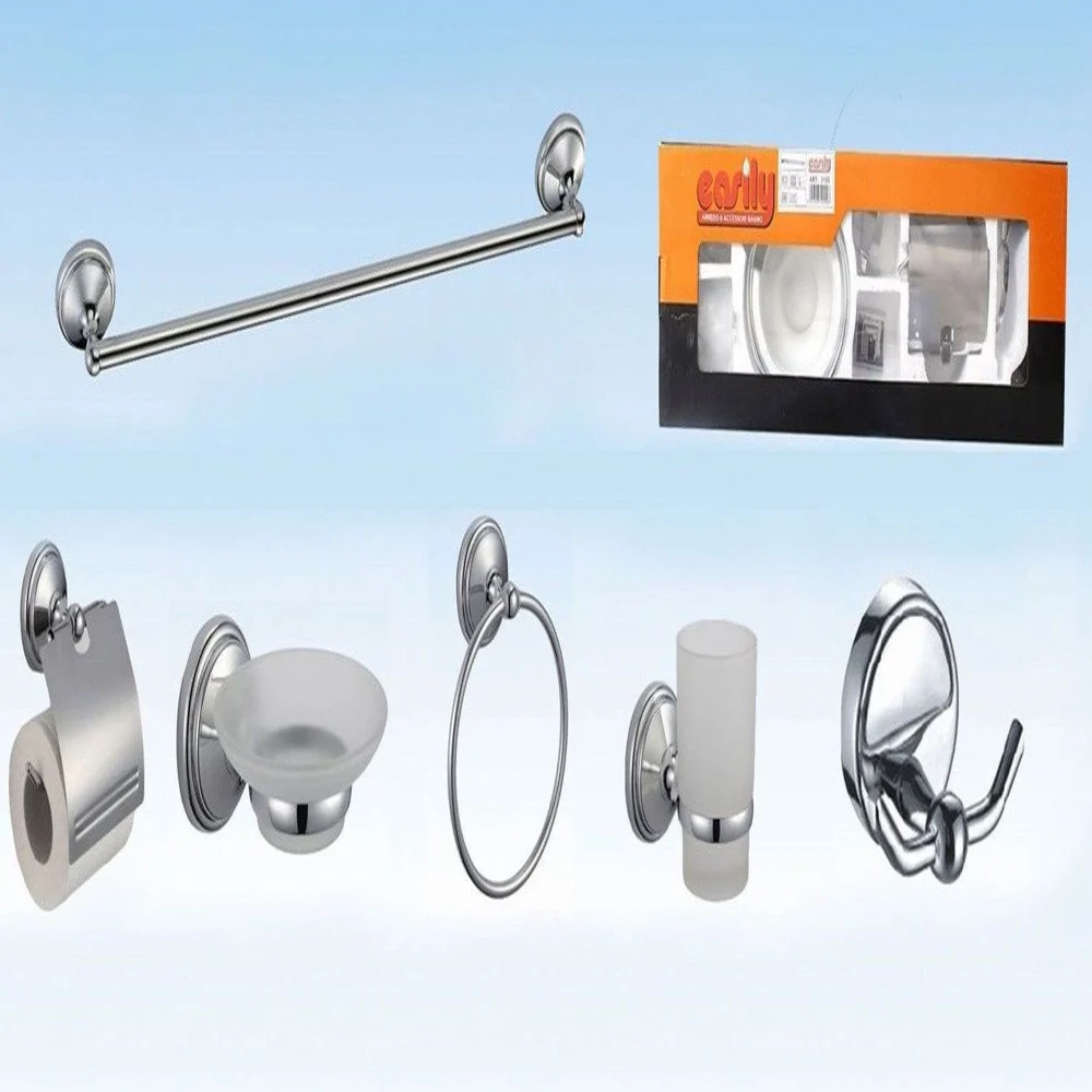 BAGNO 6 ACCESSORI CROMATO PORTA ASCIUGAMANO ROTOLO BICCHIERE SPAZZOLINI - TrAdE Shop Traesio