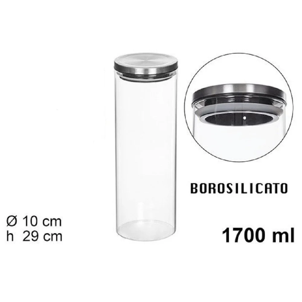 BARATTOLO 1700ML SOTTOVUOTO ALIMENTI IN VETRO TRASPARENTE CEREALI SNACK CUCINA - TrAdE Shop Traesio