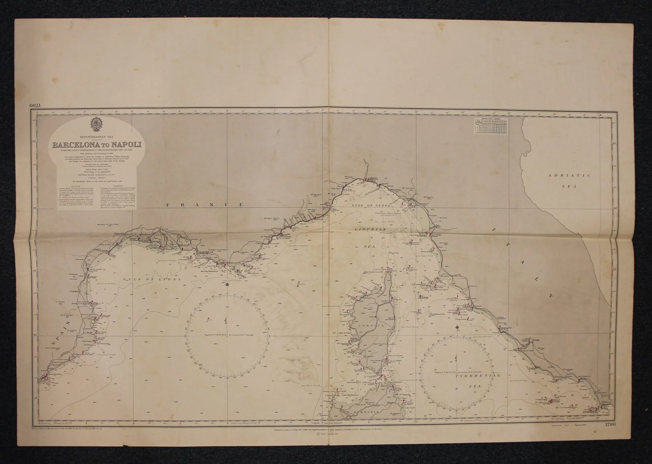 barcelona to napoli n. 1780 (1970) - Carte nautiche, da pesca…