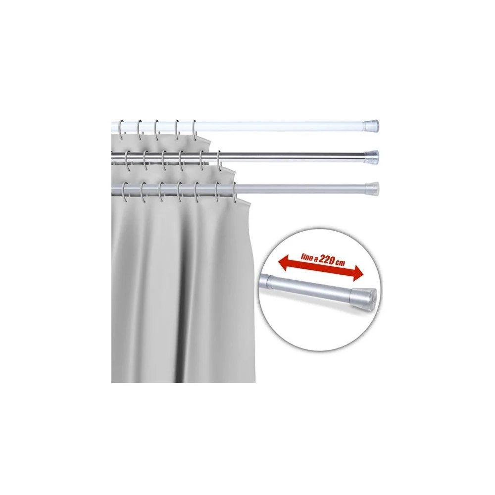 BARRA TELESCOPICA PER TENDA DA DOCCIA 125 CM FINO A 220 CM ALLUMINIO CROMATO - TrAdE Shop Traesio