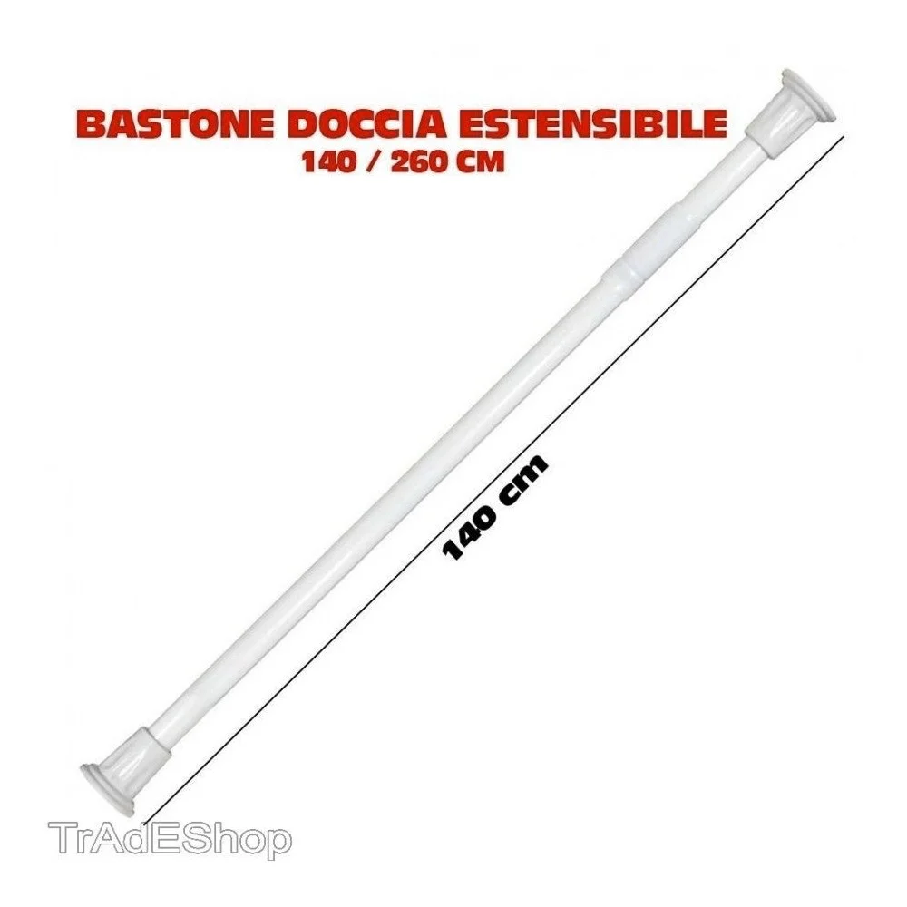 BASTONE ASTA TELESCOPICA PER DOCCIA TENDA ARMADIO ESTENSIBILE DA 140 A 260 CM - TrAdE Shop Traesio