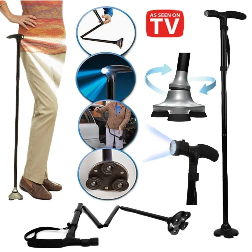 BASTONE MAGIC CANE DA PASSEGGIO PIEGHEVOLE PER ANZIANI + TORCIA LED VISTO IN TV - TrAdE Shop Traesio