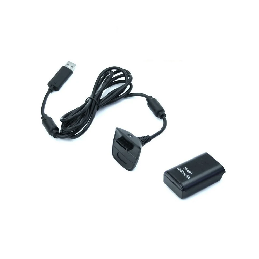 Batteria e cavo di ricarica per Controller Xbox 360 nero kit 4800mha - TrAdE Shop Traesio