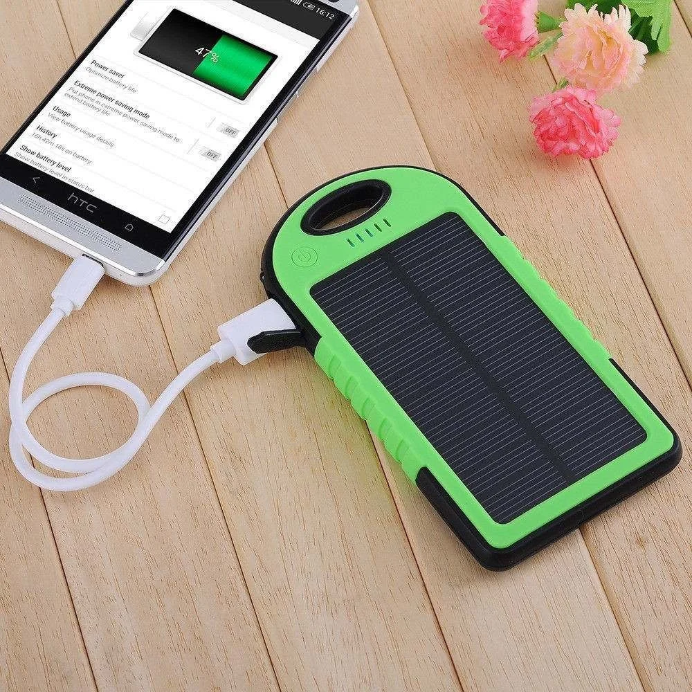 BATTERIA ESTERNA POWERBANK SOLARE 5000mAh CARICATORE SMARTPHONE TABLET GANCIO - TrAdE Shop Traesio