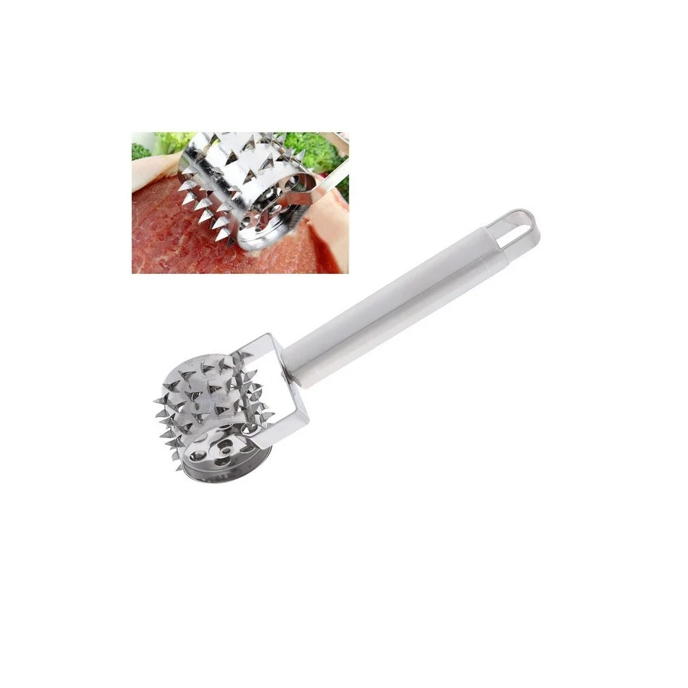 BATTICARNE CON RULLO CUCINA BATTI FORA CARNE CON PUNTE ACCIAIO INOX MANZO MAIALE - TrAdE Shop Traesio