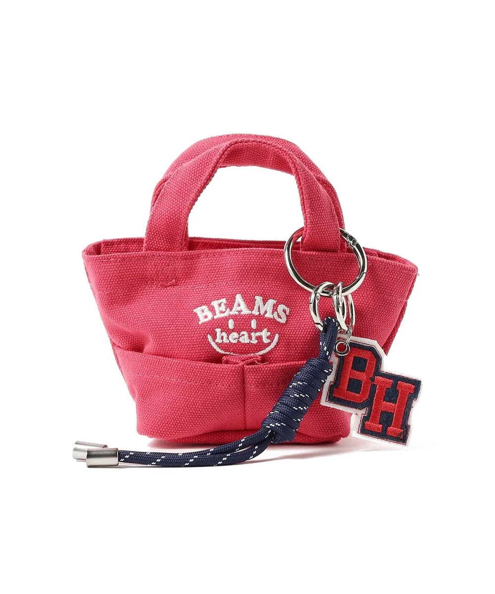 BEAMS HEART charm para bolso mini tote con bordado smile y cordón paracord