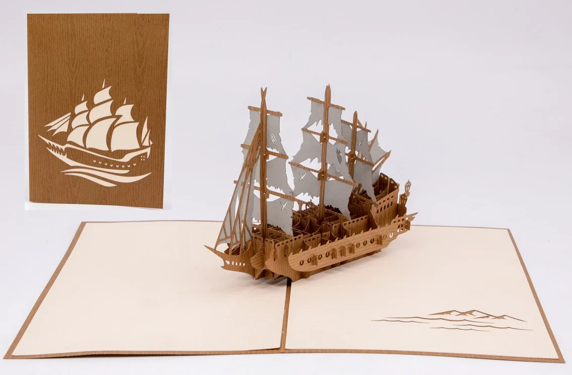 biglietto pieghevole con busta – origamo kirigami “per i sette mari” - Prodotti vari