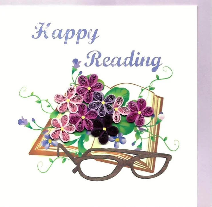 biglietto pieghevole con busta – origamo quilling “happy reading” - Prodotti vari