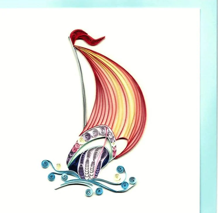 biglietto pieghevole con busta – origamo quilling “vento in poppa” - Prodotti vari
